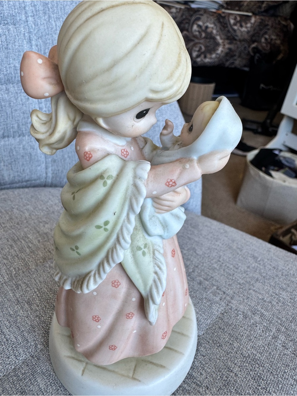Enesco Porcelain Figurine in Pastel Pink and Cream